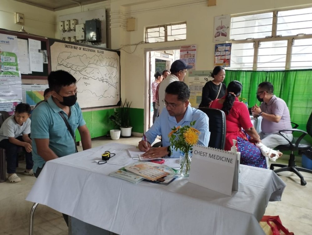 Beneficiaries avail health camp organised at CHC Medziphema on May 17.